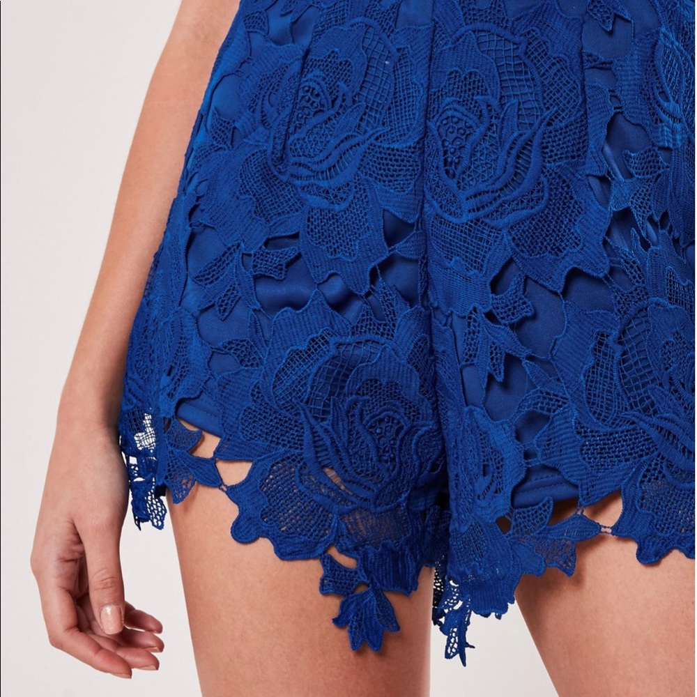 Blue crochet lace shorts